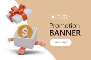 bonus voor aankoop. cadeaus naar regelmatig klanten. 3d beeld voor reclame winstgevend boodschappen doen vector