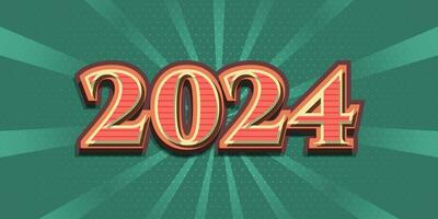 gelukkig nieuw jaar 2024 ontwerp met wijnoogst stijl. vector ontwerp voor poster, banier, en groet kaart