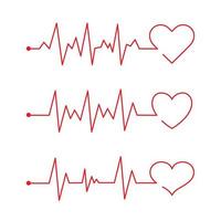 hartslaglijn met hartvorm. cardiologie kliniek logo. abstracte ECG-hartslaglijn. Valentijnsdag ontwerp. vector