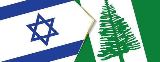 Israël en norfolk eiland vlaggen, twee vector vlaggen.