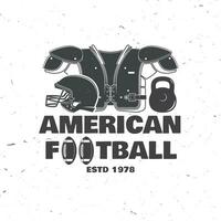 Amerikaans Amerikaans voetbal of rugby club kenteken. vector. concept voor shirt, logo, afdrukken, stempel, tee, lapje. wijnoogst typografie ontwerp met Amerikaans Amerikaans voetbal bal en helm silhouet vector