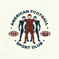 Amerikaans Amerikaans voetbal of rugby club kenteken. vector . concept voor shirt, logo, afdrukken, stempel, tee, lapje. wijnoogst typografie ontwerp met Amerikaans Amerikaans voetbal sportman speler silhouet