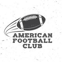 Amerikaans Amerikaans voetbal of rugby club kenteken. vector. concept voor shirt, logo, afdrukken, stempel, tee, lapje. wijnoogst typografie ontwerp met vliegend Amerikaans Amerikaans voetbal bal silhouet vector