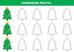 traceren lijnen voor kinderen met schattig Kerstmis boom. schrijven oefening. vector