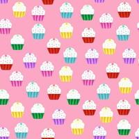 naadloos patroon met verschillende taarten en verjaardagscupcakes. vector