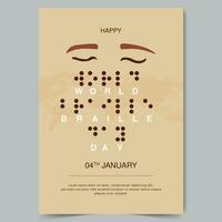 wereld braille dag 4e januari poster met braille alfabetisch systeem illustratie Aan geïsoleerd achtergrond vector