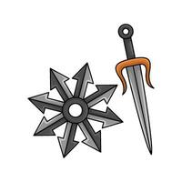 zwaard met shuriken illustratie vector