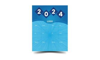 2024 modern vector muur kalender ontwerp sjabloon.