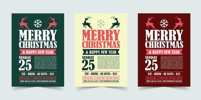 vrolijk Kerstmis partij folder sjabloon poster ontwerp, vakantie dekt. Kerstmis Sjablonen met typografie en veelkleurig in modern minimalistische stijl voor web, sociaal media en afdrukken ontwerp vector