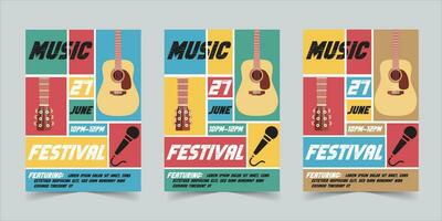 retro stijl muziek- festival folder poster sjabloon ontwerp. oud muziek- wijnoogst stijl folder vector