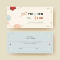 geschenk bon. coupon sjabloon met bloem en grens decoratie. elegant esthetisch wijnoogst ontwerp vector