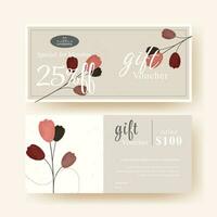 geschenk tegoedbon coupon sjabloon met bloemen waterverf ontwerp vector