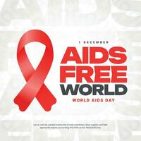 wereld AIDS dag 1e december sociaal media post banier met rood lint sociaal media post vector