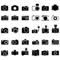 camera icoon vector set. foto illustratie teken verzameling. foto studio symbool of logo.