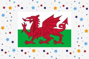 Wales vlag onafhankelijkheid dag viering met sterren vector