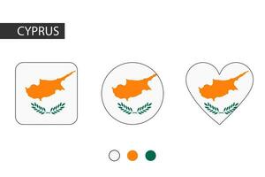 Cyprus 3 vormen vierkant, cirkel, hart met stad vlag. geïsoleerd Aan wit achtergrond. vector