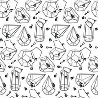 patroon van mooi binnen- en buitenshuis terraria met sloten en sleutels Aan een wit achtergrond. vector structuur van een glas florarium van divers meetkundig vormen. geïsoleerd containers met een zwart schets