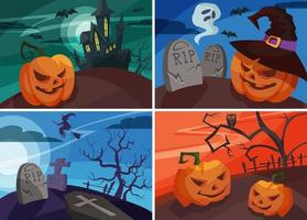 set van halloween banners in cartoon-stijl. vector