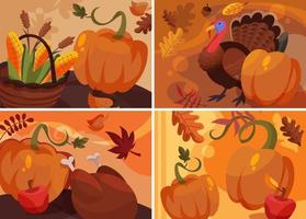 set thanksgiving banners in cartoon-stijl. vector