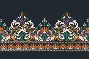 ikat bloemen paisley borduurwerk Aan zwart achtergrond.ikat etnisch oosters patroon traditioneel.azteken stijl abstract vector illustratie.ontwerp voor textuur, stof, kleding, verpakking, decoratie, sarong, sjaal