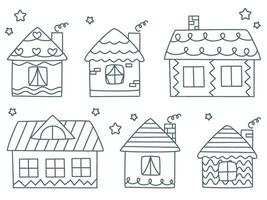 tekening huizen reeks vector illustratie