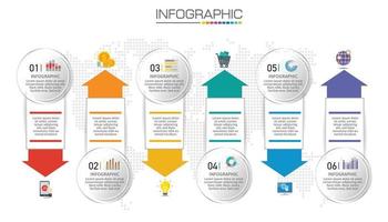 infographic grafiek met bedrijfsconcept met 6 stappen. vector