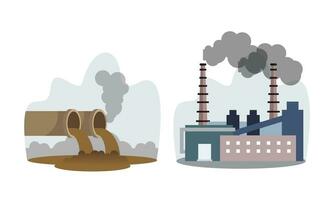 milieu vervuiling. vervuild lucht, industrieel radioactief verspilling en ecologisch bewustzijn vector