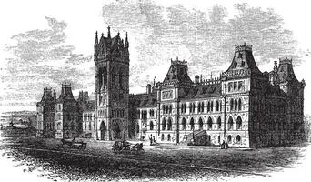 huis van parlement, Ottawa, ontario, Canada, wijnoogst gravure vector