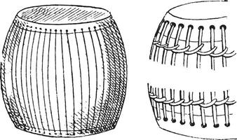 trommels, wijnoogst gravure. vector