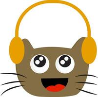 glimlachen bruin kat met hoofdtelefoons vector illustratie Aan wit achtergrond.