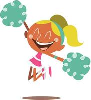 blond cheerleader jumping en juichen vector