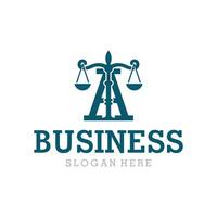 eerste een schaal gerechtigheid logo ontwerp sjabloon, monogram logo voor wet firma met schaal vector ontwerp