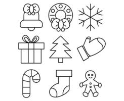 Kerstmis icoon reeks of Kerstmis ornamenten icoon vector in lijn stijl