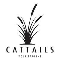 cattails of rivier- riet gras fabriek logo ontwerp, aquatisch planten, moeras, wild gras vector