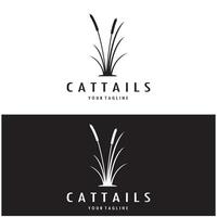 cattails of rivier- riet gras fabriek logo ontwerp, aquatisch planten, moeras, wild gras vector