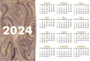 nieuw 2024 gemakkelijk kalender ontwerp vector