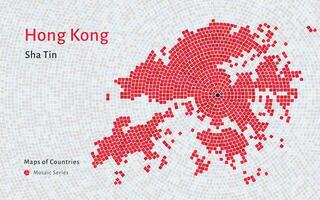 hong Kong kaart met een hoofdstad van sha blik getoond in een mozaïek- patroon vector