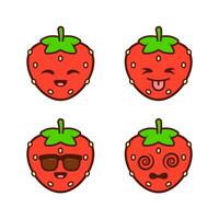 reeks van schattig aardbei stickers vector