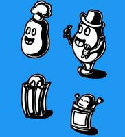 een zwart en wit illustratie van de aardappel mascotte vector