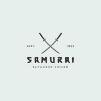 samurai katana zwaard logo wijnoogst vector illustratie concept sjabloon icoon ontwerp