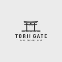 torii poort logo wijnoogst vector illustratie concept sjabloon icoon ontwerp