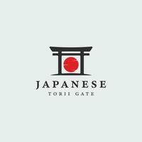 Japans torii poort logo wijnoogst vector illustratie concept sjabloon icoon ontwerp