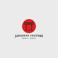 Japans cultuur torii poort logo wijnoogst vector illustratie concept sjabloon icoon ontwerp