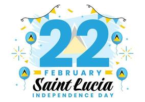 heilige lucia onafhankelijkheid dag vector illustratie Aan februari 22 met golvend vlag in nationaal vakantie viering vlak tekenfilm achtergrond ontwerp