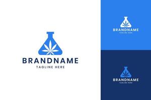 cannabis laboratorium negatief ruimte logo-ontwerp vector