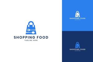 winkelen eten negatieve ruimte logo ontwerp vector