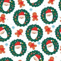 naadloos patroon tekenfilm de kerstman met Kerstmis boom en element. schattig Kerstmis behang voor kaart, geschenk inpakken papier vector