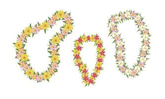 tekenfilm kleur hawaiiaans tropisch bloemen slingers set. vector
