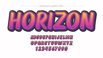 paarse neon 3d borstel cartoon artistiek lettertype typografie vector