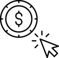 dollar per Klik schets vector illustratie icoon